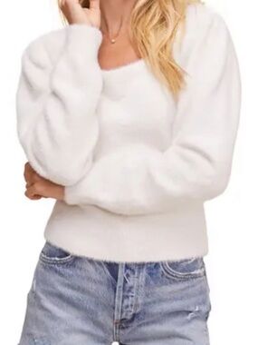 Astr the Label Cozy Scoop Neck Ivory Pullover Sweater Small